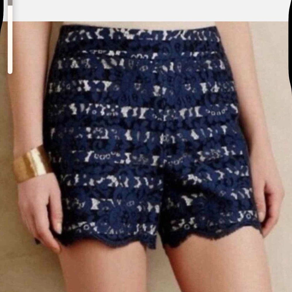 Anthropologie Women's Navy Lace Shorts